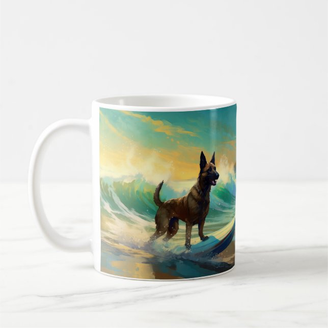 Belgisch Malinoi Beach Surfmalerei Kaffeetasse (Links)