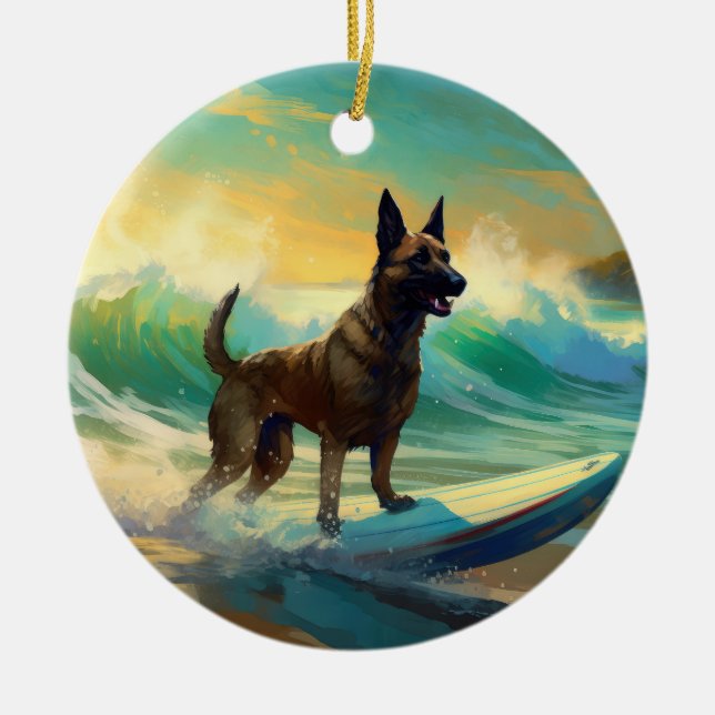 Belgisch Malinoi Beach Surfmalerei Keramik Ornament (Vorne)