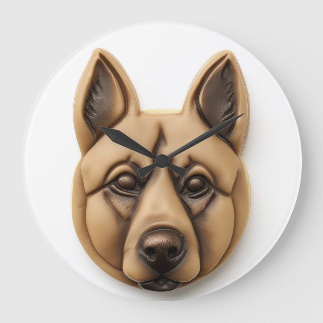 Belgisch Malinoi Dog 3D Inspiriert Große Wanduhr (Vorderseite)