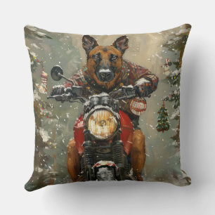 Belgisch Malinoi Dog Riding Motorrad Weihnachten Kissen