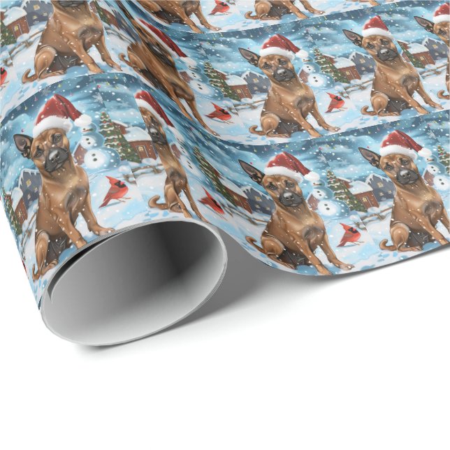 Belgisch Malinoi Dog Winter Wonderland Weihnachten Geschenkpapier (Rolleneckpunkt)