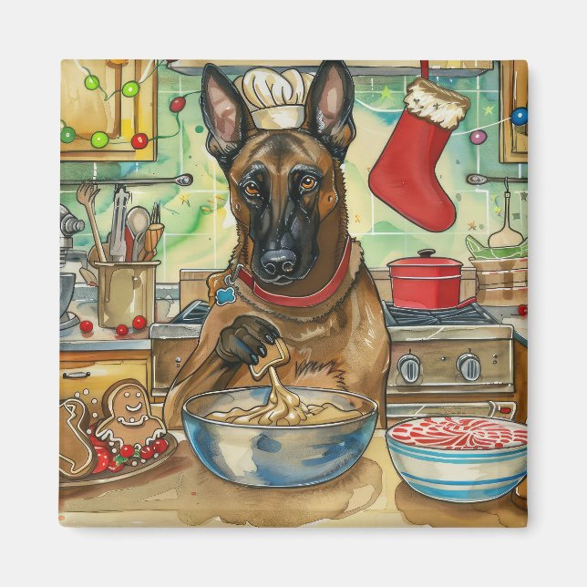 Belgisch Malinoi Feiertag Backen: Feierliche Weihn Magnet (Vorne)