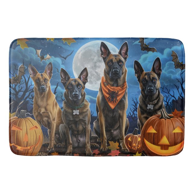 Belgisch Malinoi Halloween Spooky Badematte (Vorderseite)