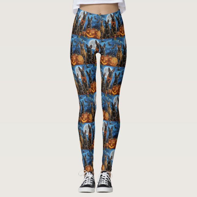 Belgisch Malinoi Halloween Spooky Leggings (Vorderseite)