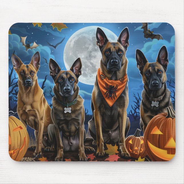Belgisch Malinoi Halloween Spooky Mousepad (Vorne)