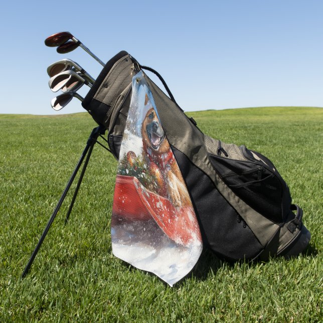 Belgisch Malinoi in Sledge Let it Snow Christmas Golfhandtuch (Gras)