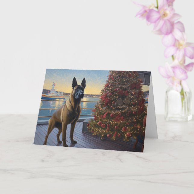 Belgisch Malinoi Weihnachtsreise: Pawsome Holiday Karte (Orchidee)