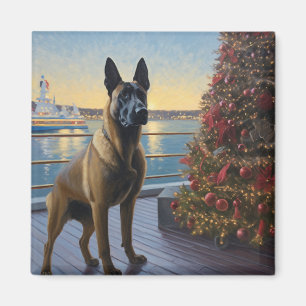 Belgisch Malinoi Weihnachtsreise: Pawsome Holiday Magnet