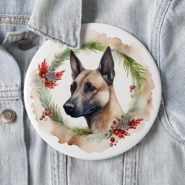 Belgisch Malinoi Weihnachtsschrei Festlicher Papi Button (Beispiel)