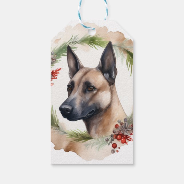 Belgisch Malinoi Weihnachtsschrei Festlicher Papi Geschenkanhänger (Rückseite)