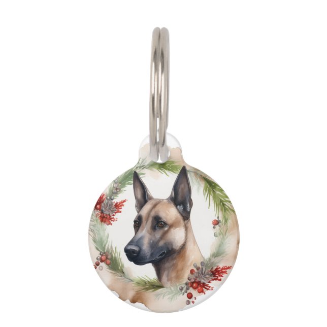 Belgisch Malinoi Weihnachtsschrei Festlicher Papi Haustiermarke (Vorderseite)