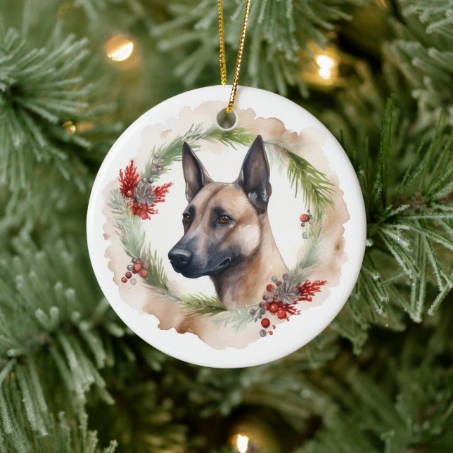 Belgisch Malinoi Weihnachtsschrei Festlicher Papi Keramik Ornament (Baum)
