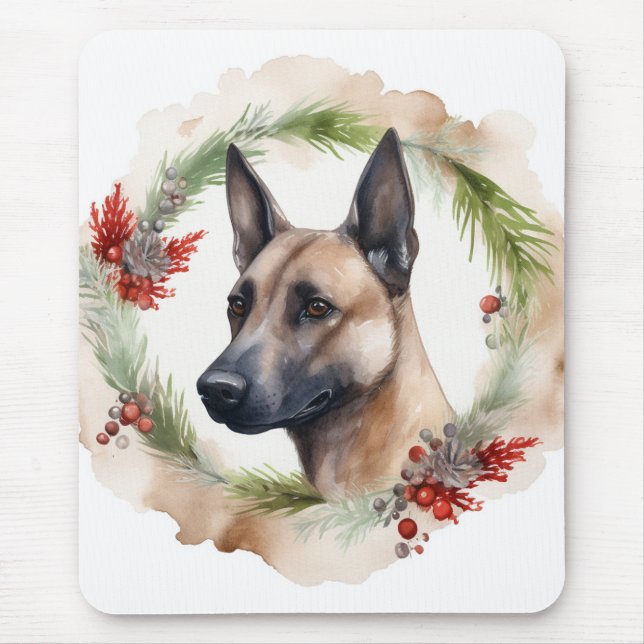 Belgisch Malinoi Weihnachtsschrei Festlicher Papi Mousepad (Vorne)