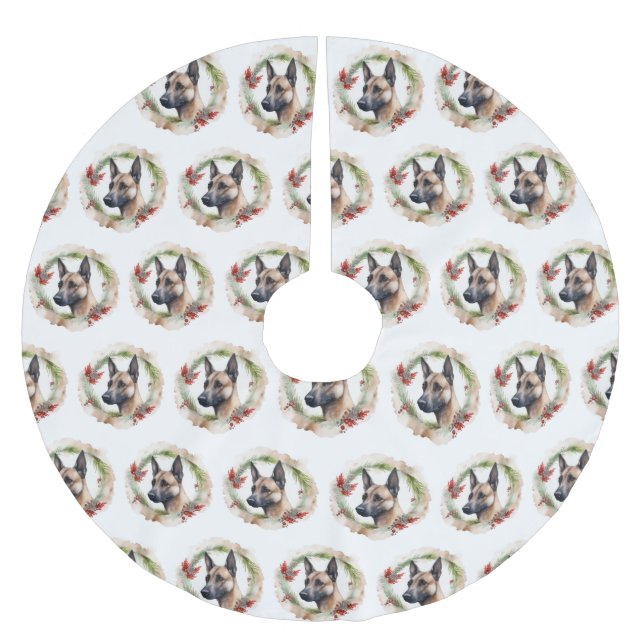 Belgisch Malinoi Weihnachtsschrei Festlicher Papi Polyester Weihnachtsbaumdecke (Vorderseite)