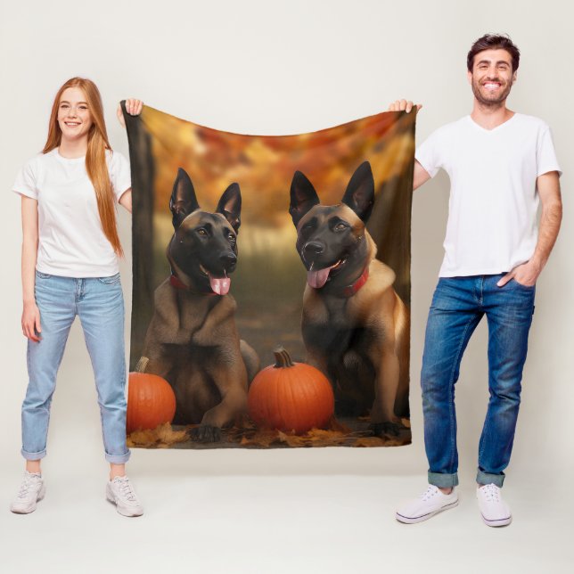 Belgisch Malinoi Welpe Autumn Delight Pumpkin Fleecedecke (Beispiel)