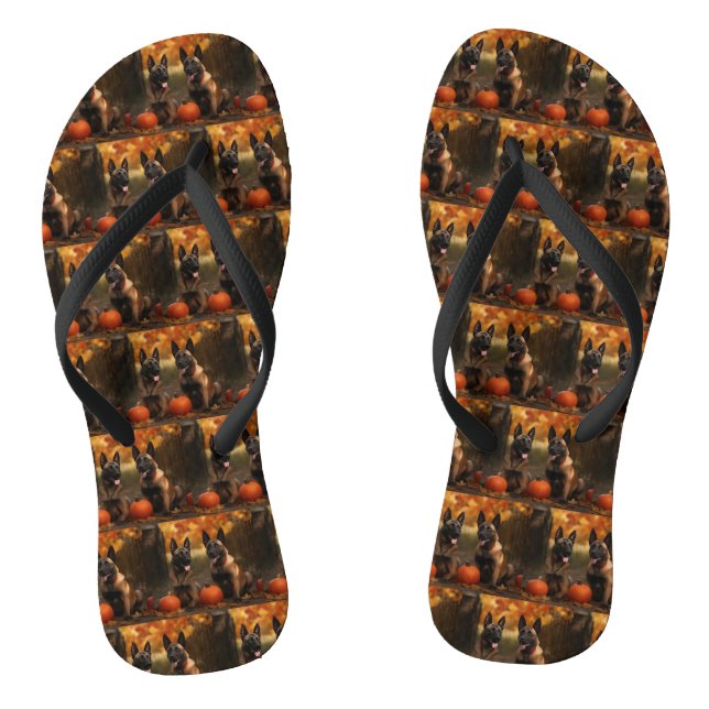 Belgisch Malinoi Welpe Autumn Delight Pumpkin Flip Flops (Fußbett)