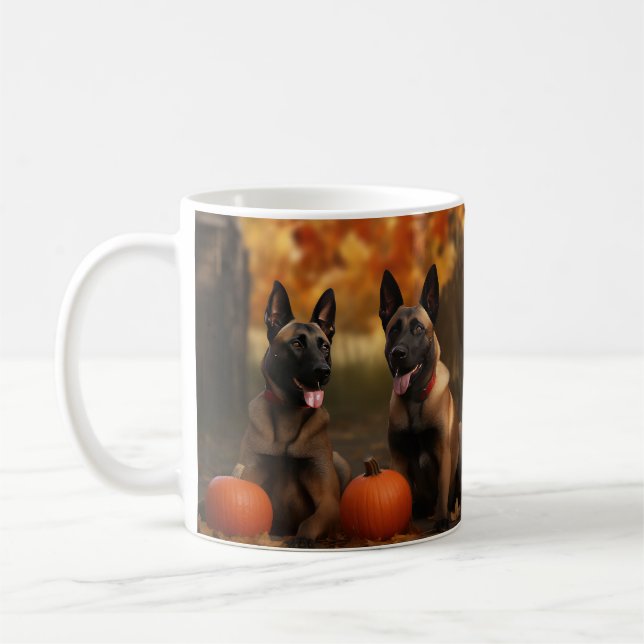 Belgisch Malinoi Welpe Autumn Delight Pumpkin Kaffeetasse (Links)