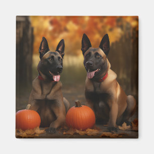 Belgisch Malinoi Welpe Autumn Delight Pumpkin Magnet