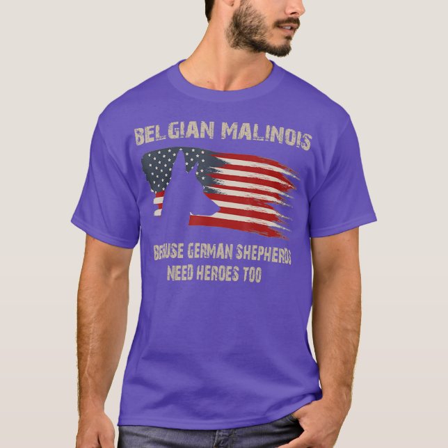 Belgisch Malinois American Flag Funny Dog Geschenk T-Shirt (Vorderseite)