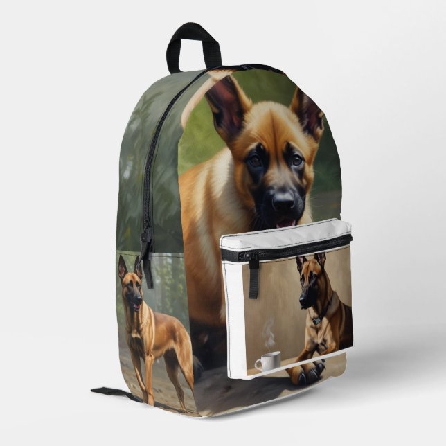 Belgisch Malinois Bedruckter Rucksack (Rückseitige Ecke links)
