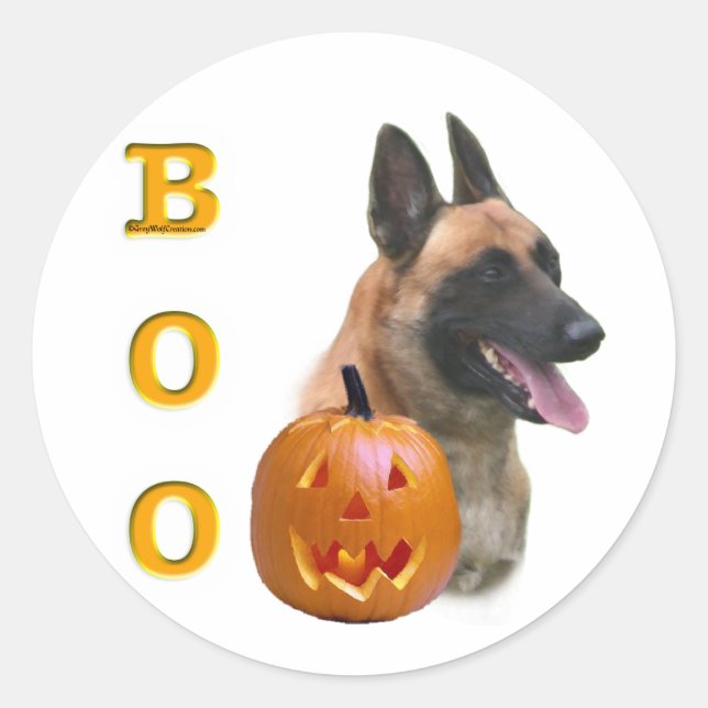 Belgisch Malinois Boo Runder Aufkleber (Vorderseite)