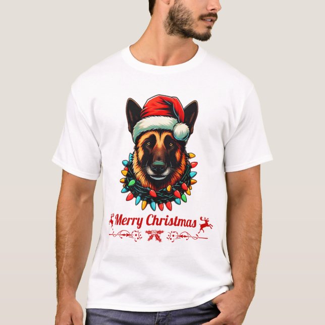 Belgisch Malinois Christmas Hat Xmas T-Shirt (Vorderseite)