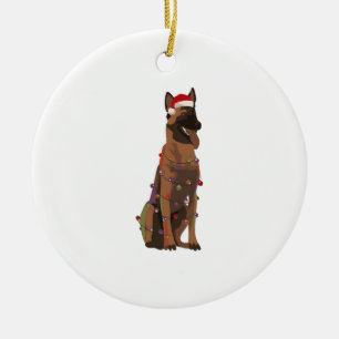 Belgisch Malinois Christmas Lights Xmas Dog Lover Keramik Ornament