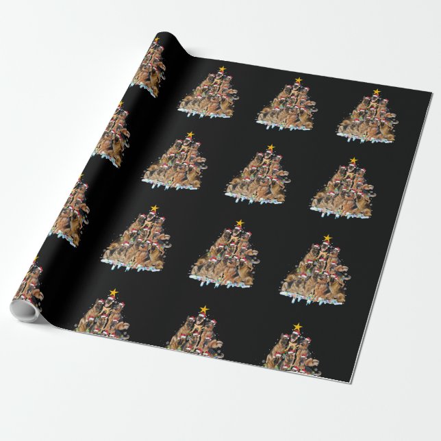 Belgisch Malinois Christmas Tree Weihnachtsmannmüt Geschenkpapier (Ungerollt)