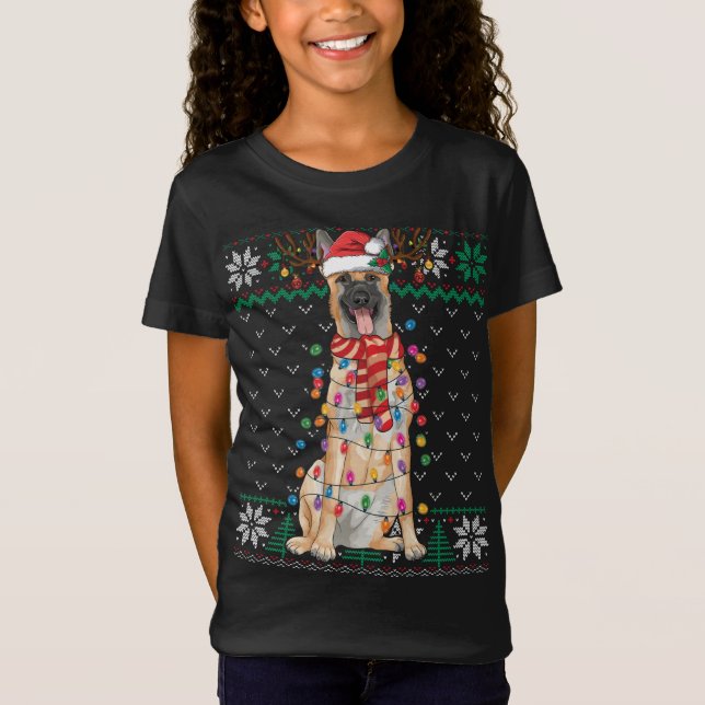 Belgisch Malinois Christmas Ugly Sweater Funny Dog T-Shirt (Vorderseite)