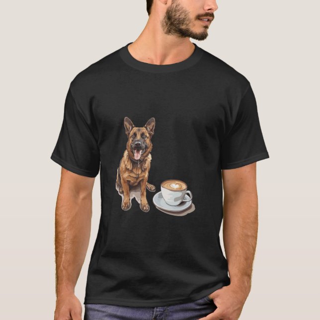 Belgisch Malinois Coffee Dog Breed Graphic T-Shirt (Vorderseite)