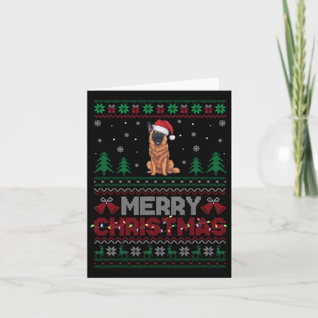 Belgisch Malinois Dog Lovers Weihnachtsmannmütze C Karte (Vorderseite)