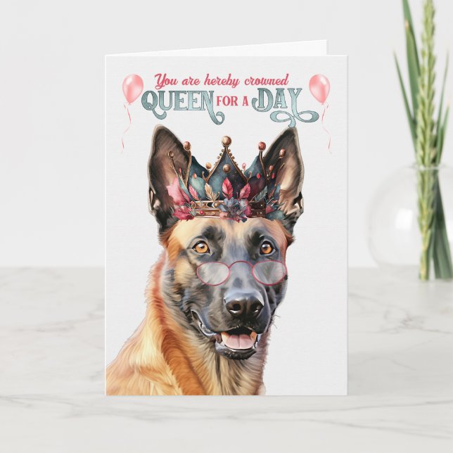 Belgisch Malinois Dog Queen for Day Funny Birthday Karte (Vorderseite)