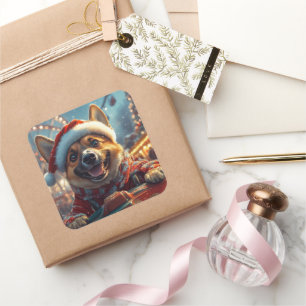 Belgisch Malinois Dog Roller Untersetzer Weihnacht Quadratischer Aufkleber