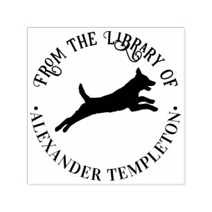 Belgisch Malinois Dog Silhouette Library Name Permastempel