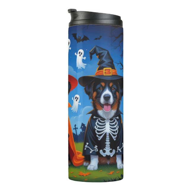 Belgisch Malinois Dogs Pumpkin Halloween Funny Thermosbecher (Nach rechts gedreht)