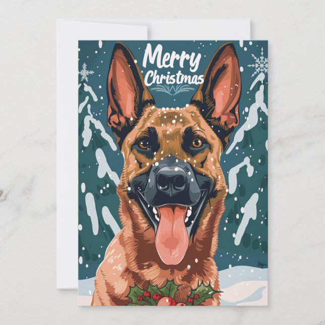 Belgisch Malinois Frohe Weihnachten (Vorderseite)