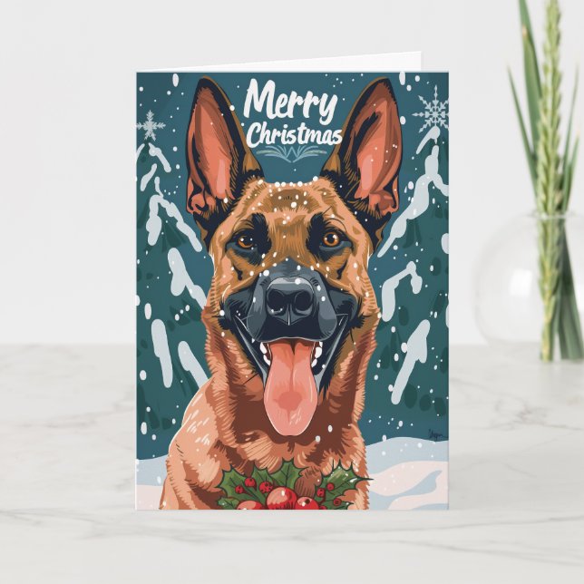 Belgisch Malinois Frohe Weihnachten Personalisiert (Vorderseite)