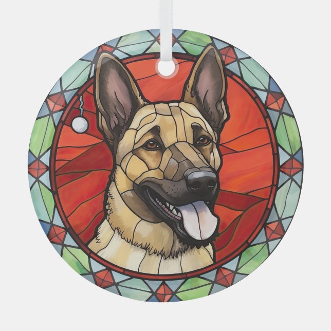 Belgisch Malinois gestaintes Glass Weihnachten Ornament Aus Glas (Vorderseite)