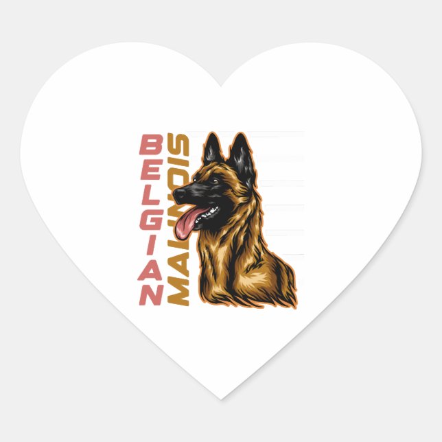 Belgisch Malinois Herz-Aufkleber (Vorderseite)