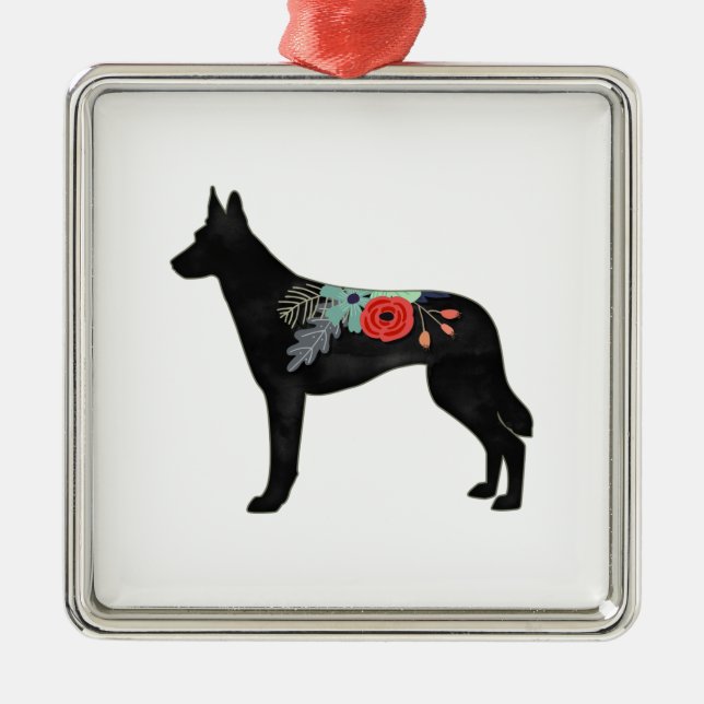 Belgisch Malinois Hunde Bohemische Blumensattel Ornament Aus Metall (Vorne)