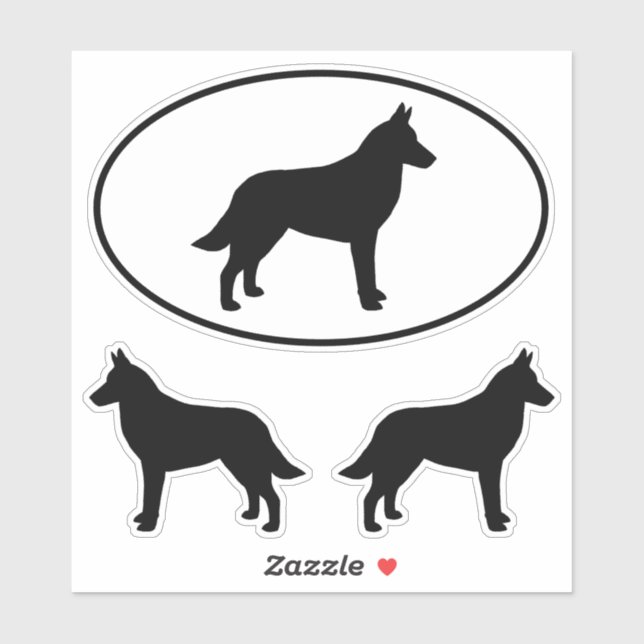 Belgisch Malinois Hunde Silhouetten Vinyl Sticker  (Blatt)