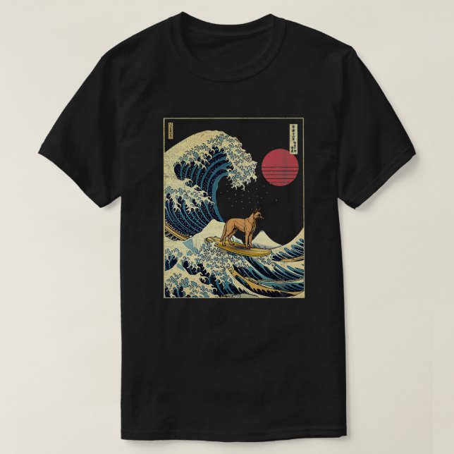 Belgisch Malinois Japanisch Kanagawa Wave Funny Su T-Shirt (Design vorne)
