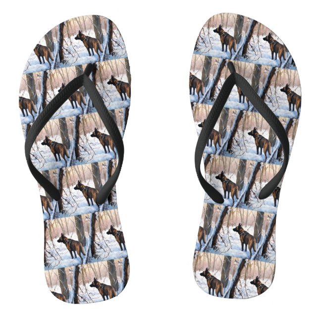 Belgisch Malinois Let It Snow Weihnachten Flip Flops (Fußbett)