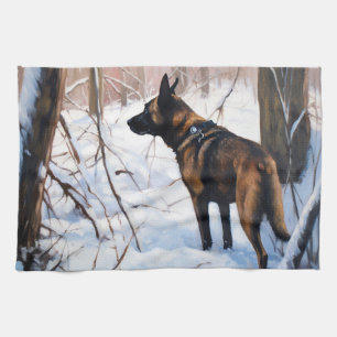 Belgisch Malinois Let It Snow Weihnachten Geschirrtuch
