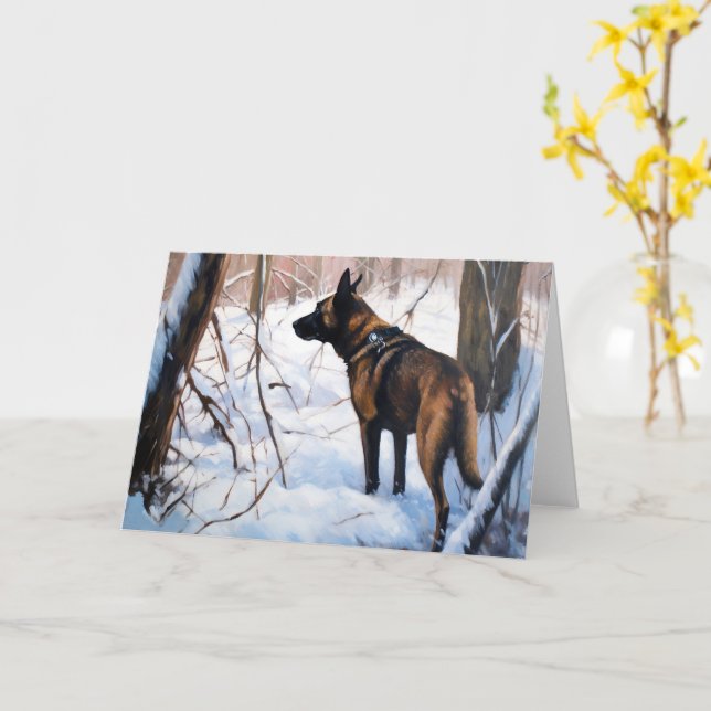 Belgisch Malinois Let It Snow Weihnachten Karte (Gelbe Blume)