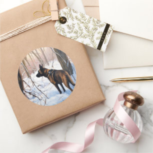 Belgisch Malinois Let It Snow Weihnachten Runder Aufkleber