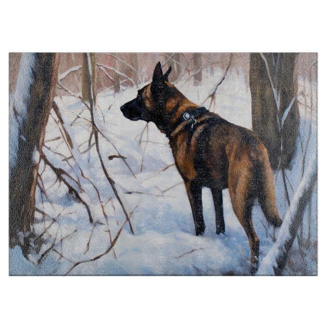 Belgisch Malinois Let It Snow Weihnachten Schneidebrett (Vorderseite)