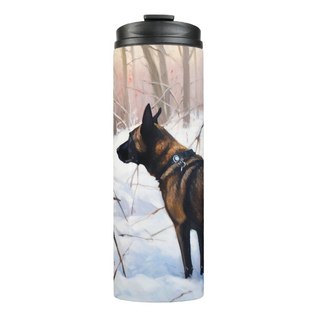 Belgisch Malinois Let It Snow Weihnachten Thermosbecher (Vorderseite)