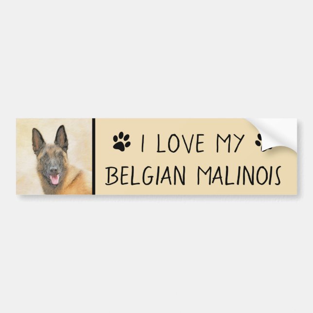 Belgisch Malinois Malerei - Niedliche Original Hun Autoaufkleber (Vorne)