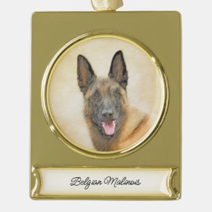 Belgisch Malinois Malerei - Niedliche Original Hun Banner-Ornament Gold